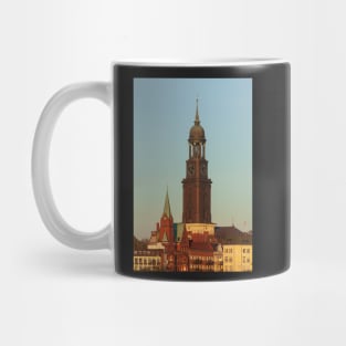 Michel, Michaeliskirche, evening light, Hamburg, Germany, evening, church, autumn Mug